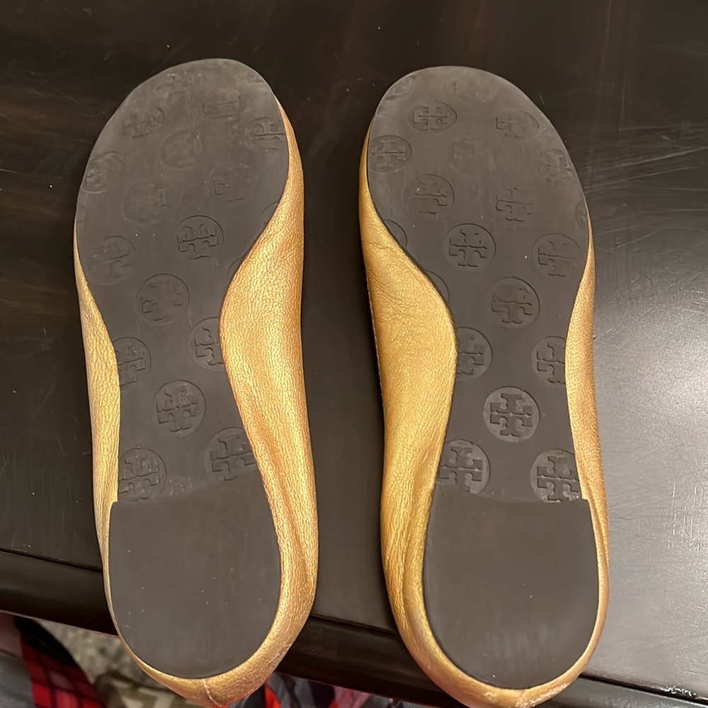 Tory Burch Gold Claire Ballet Flats - Picture 4 of 6